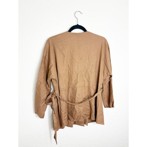 Revolve L’Academie The Jacqie Top Size Medium Tiramisu Brown Wrap Front - Picture 12 of 13